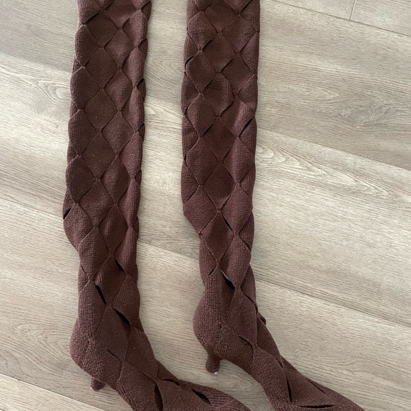 Isa Boulder Ssense Exclusive Brown Knit Argyle Thigh-high Boots - Picture 4 of 6